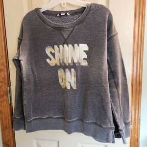 SHINE ON  graphic metallic sweatshirt By AEO Sz Small, Burnout Grey